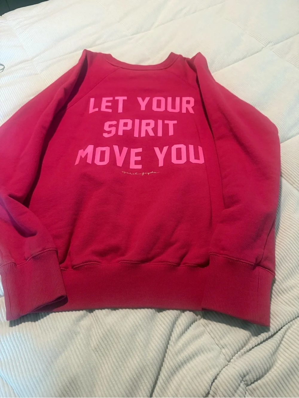 Peloton/Spiritual Gangster  Raspberry Pink Graphic Sweatshirt - Picture 3 of 3